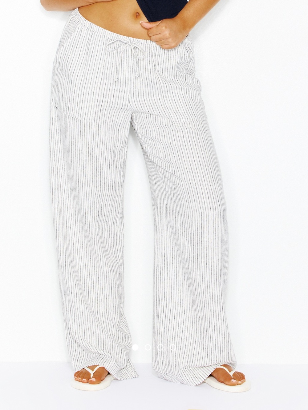 Garage wide-leg linen trousers with white and blue stripes